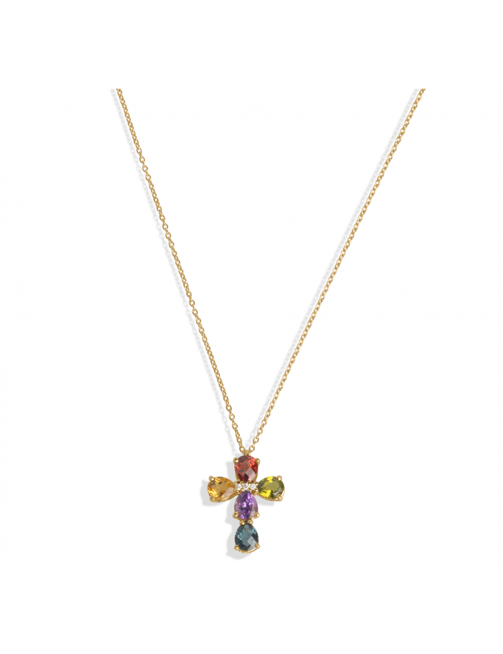 Sardà -Collar oro rosa con Brillantes, Topacio London azul, Granate, Citrino, Peridoto y Amatista -A01-50/30MIX4-43:03