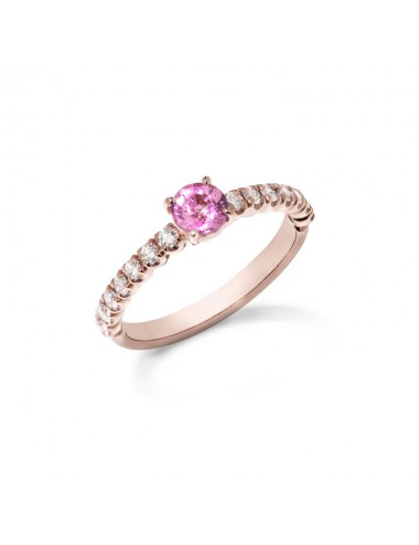 Sardà -Anillo de oro rosa con zafiro rosa corte redondo y brazo de diamantes -FA1141R009001