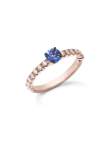 Sardà -Anillo de oro rosa con zafiro azul y brazo de diamantes -FA1141R008001