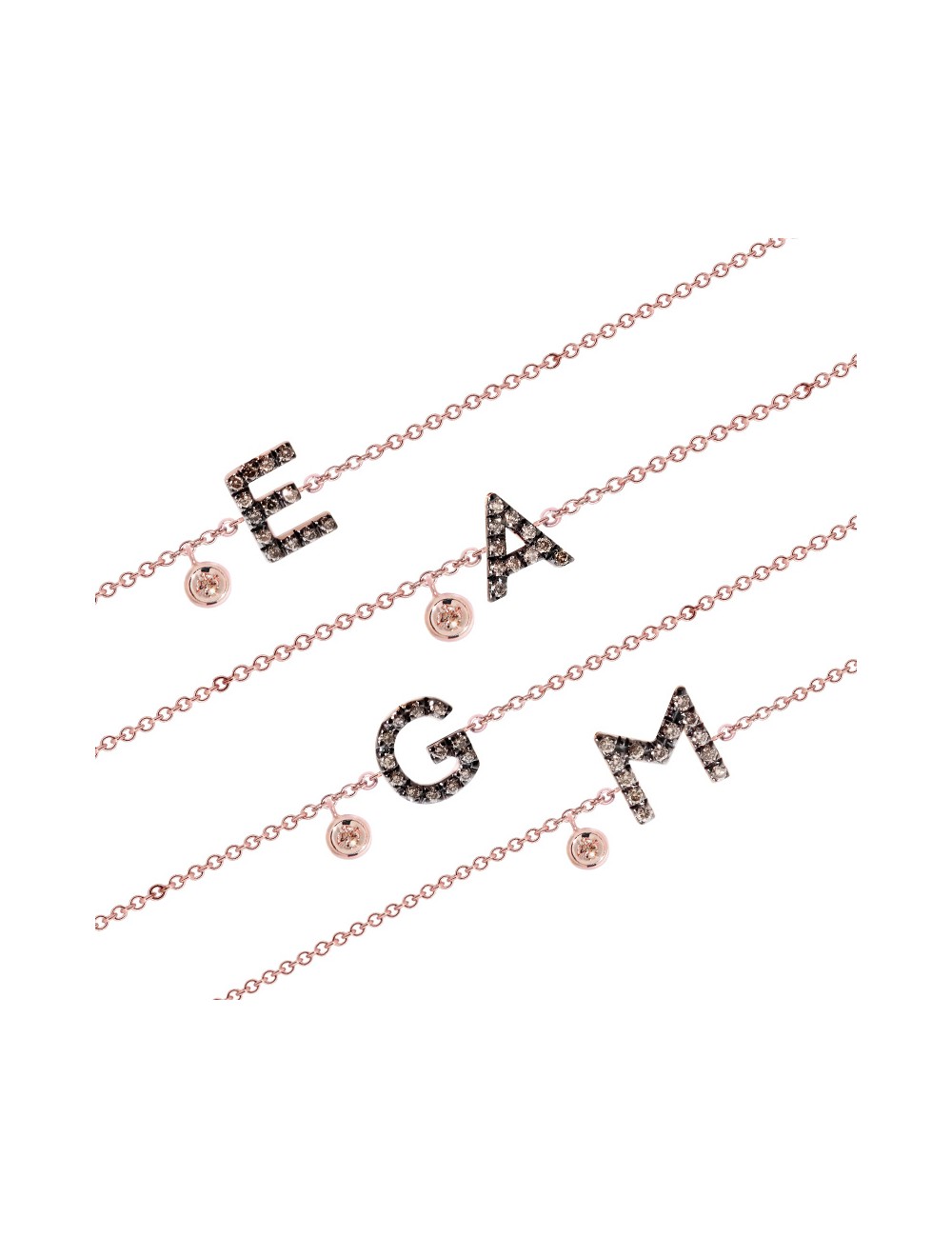 Sardà -Pulsera oro rosa diamantes brown con inicial -FB1780-ER002N